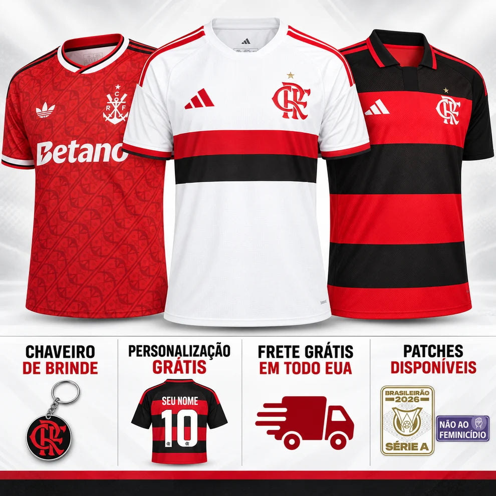 Flamengo Combo Home, Away and Third 26/27 Fan Shirt - Red Pattern Third