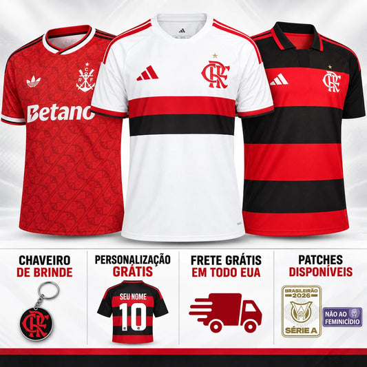 Flamengo Combo Home, Away and Third 26/27 Fan Shirt - Red Pattern Third
