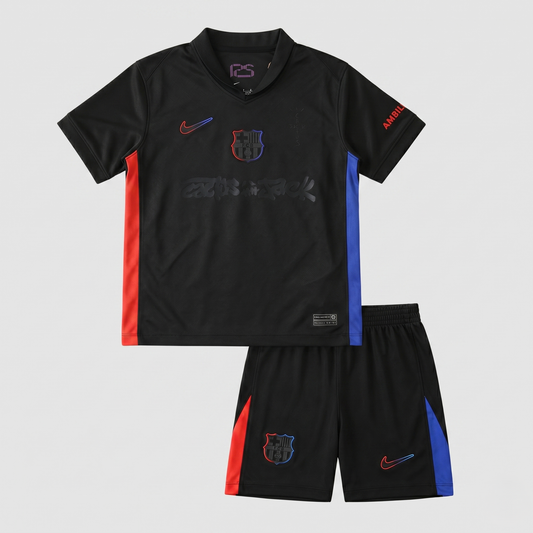 Barcelona Away Kids Kit 2024/25 - Black Tonal Graffiti