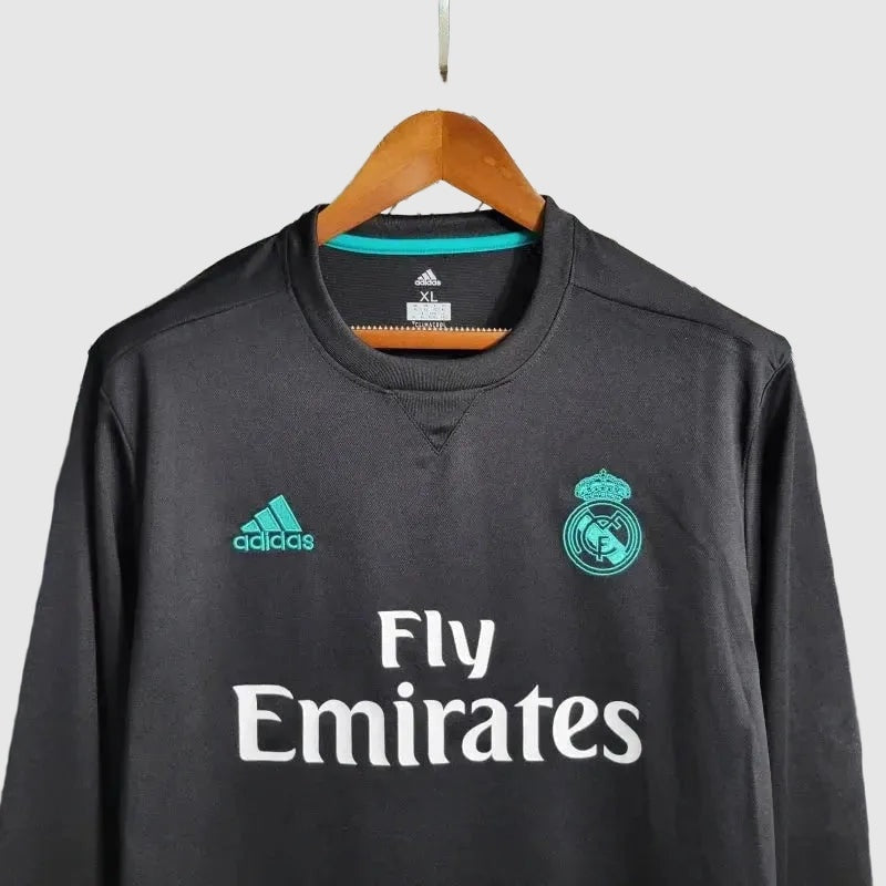 Real Madrid Retro Away Long Sleeve Jersey 2017/18 - Black And Teal - photo 2