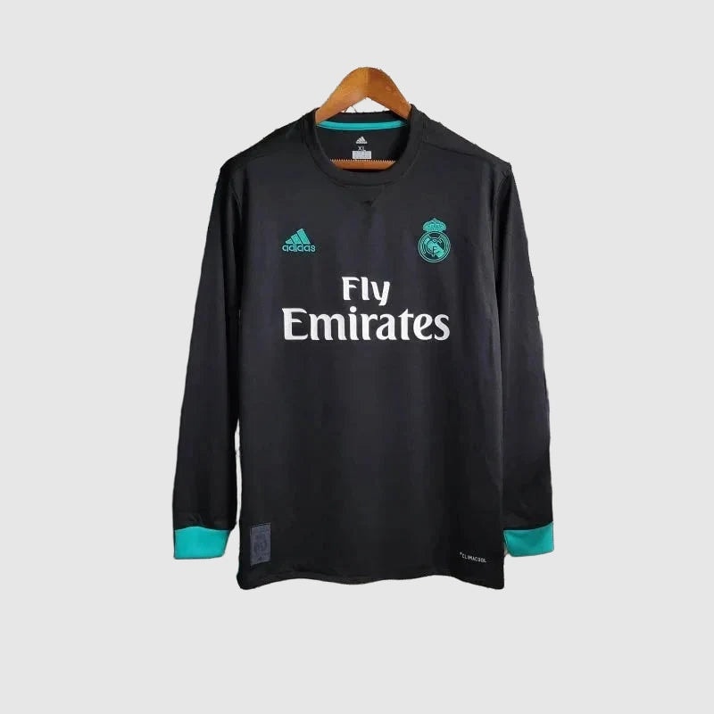 Real Madrid Retro Away Long Sleeve Jersey 2017/18 - Black And Teal - photo 3