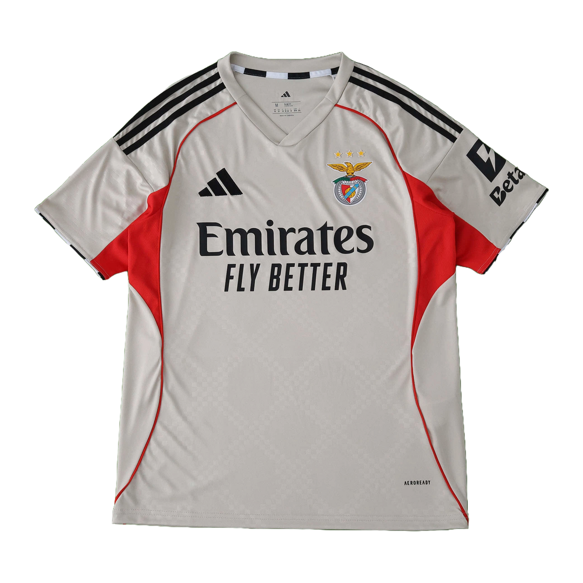 Benfica Away Jersey 2025/26 - Grey Black Stripes
