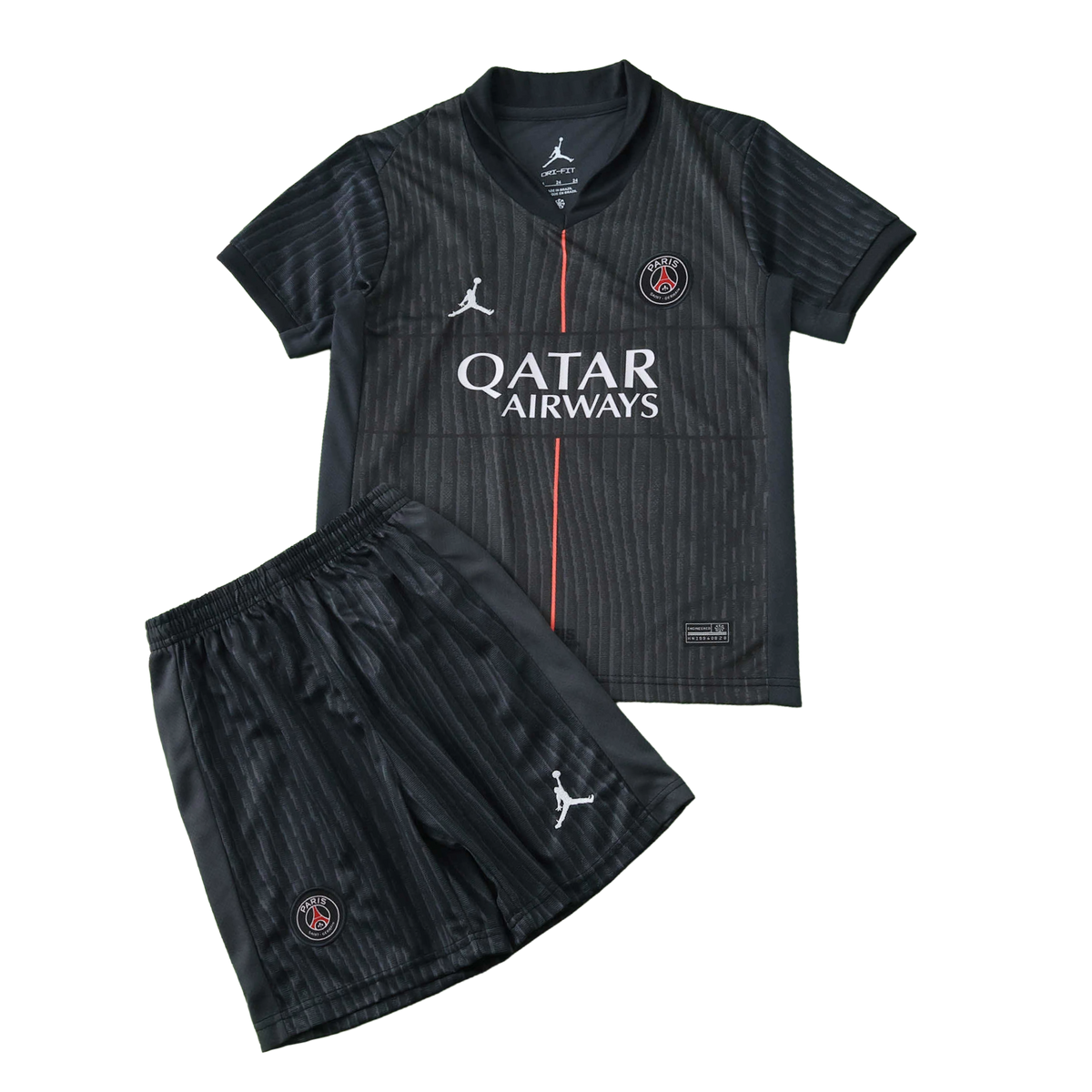 Paris Saint-Germain Fourth Kids Kit 2025/26 - Black Red Stripe