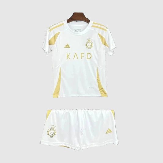 Al Nassr Away Kids Kit 2024/25 - White And Gold