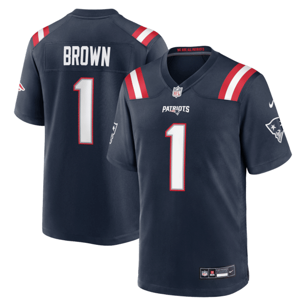 New England Patriots A.J. Brown Game Jersey Navy - photo 2